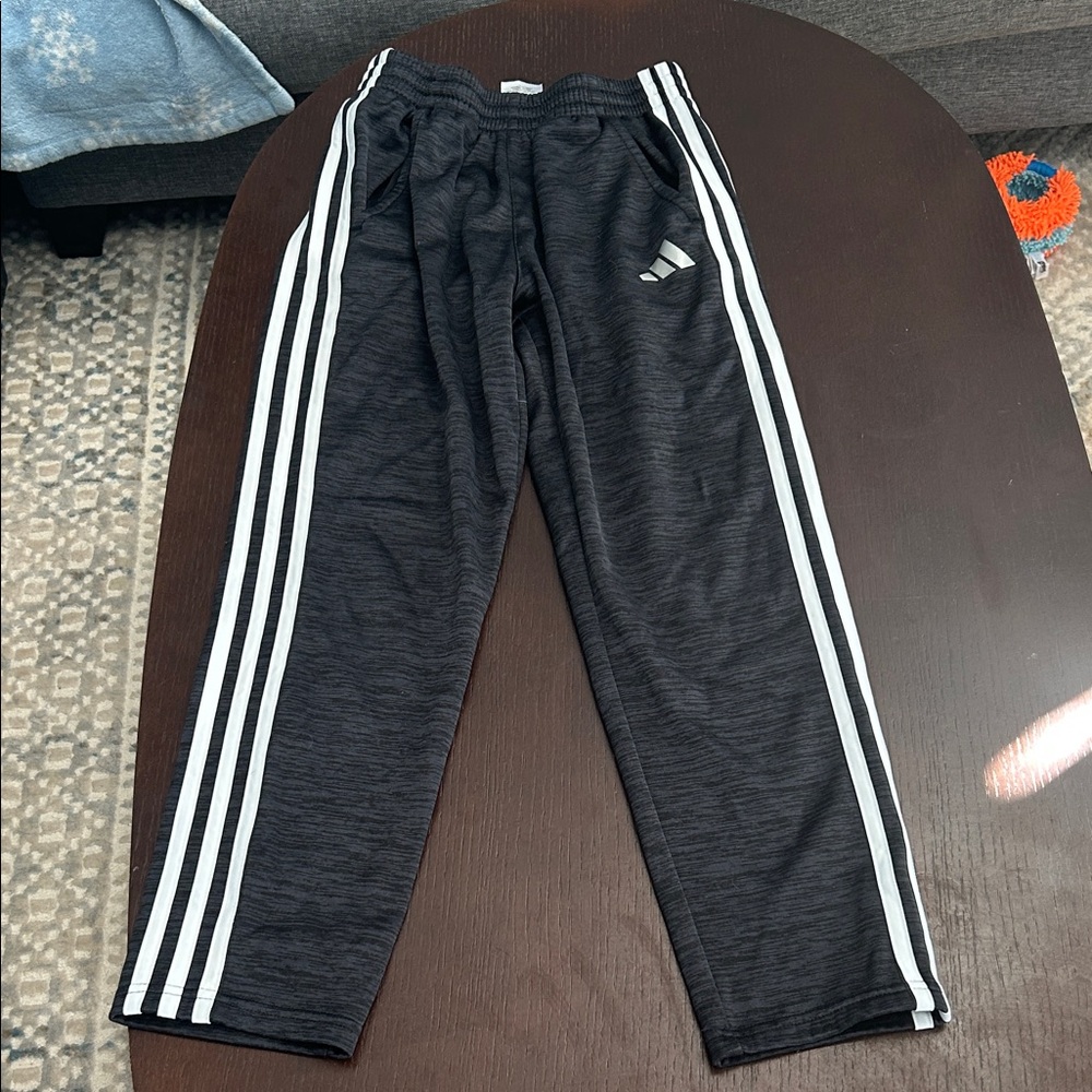 Adidas Kids Black Joggers with White Stripes
